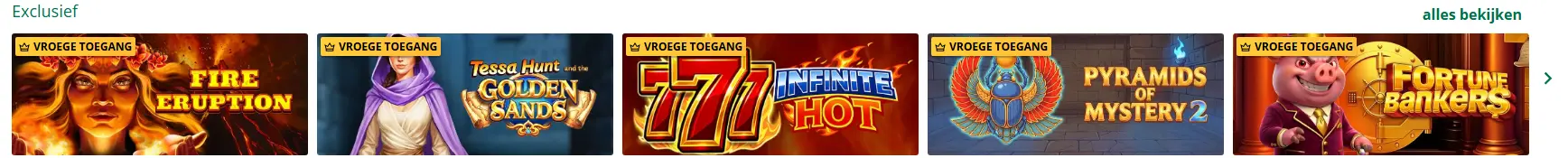 Bibliotheek met tafelspellen, slots en live casino
